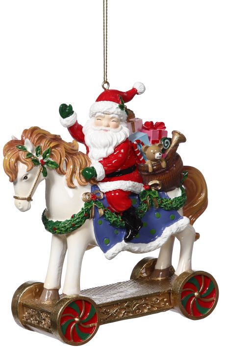 Rocking Horse Santa Ornament