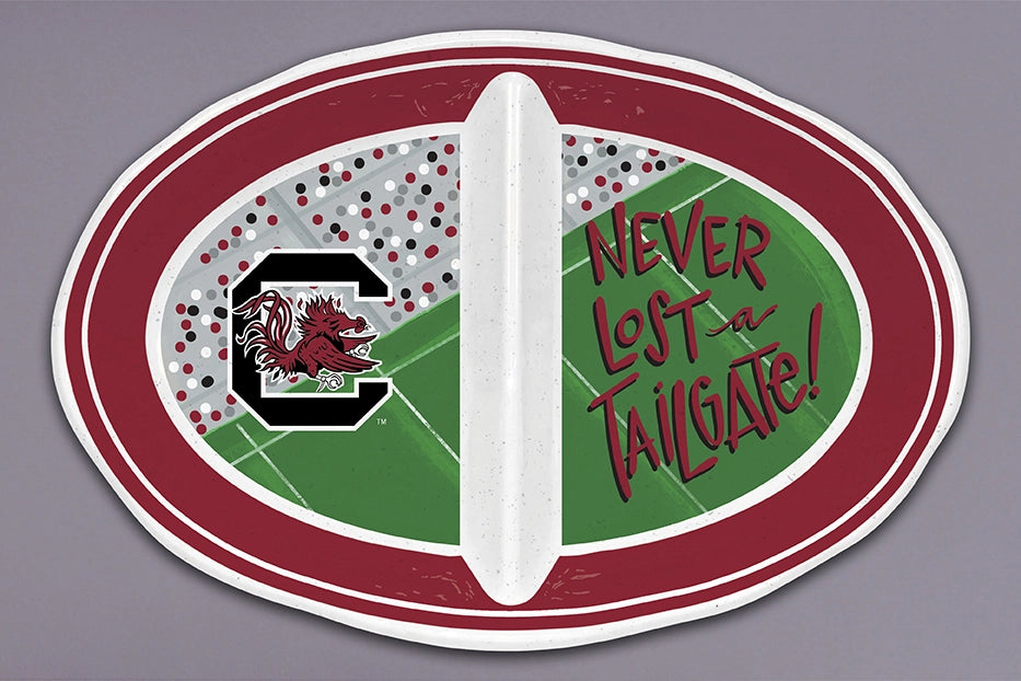 South Carolina 2-Section Melamine Platter – "Never Lost a Tailgate"