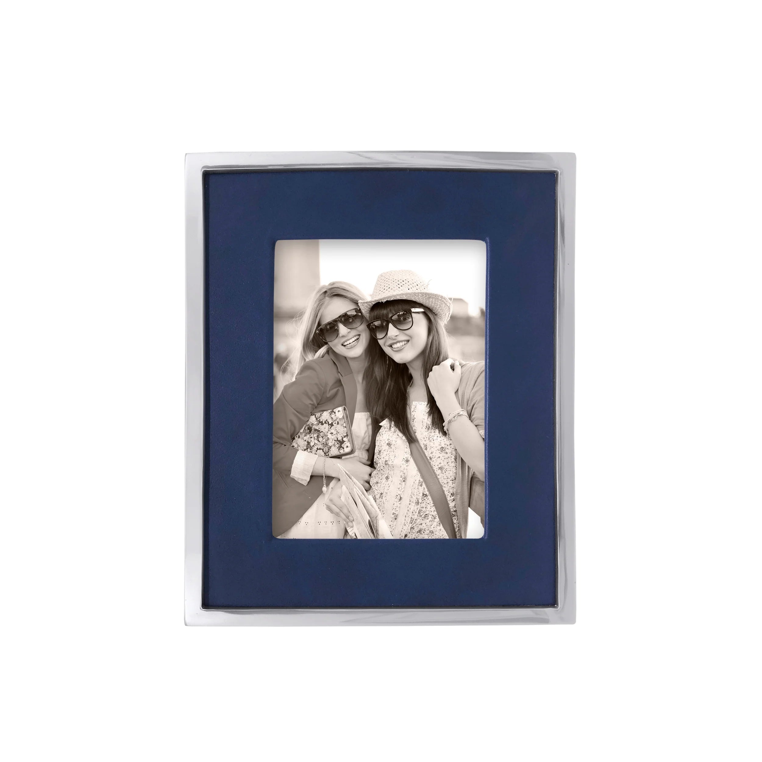 Blue Leather with Metal Border 5x7 Frame