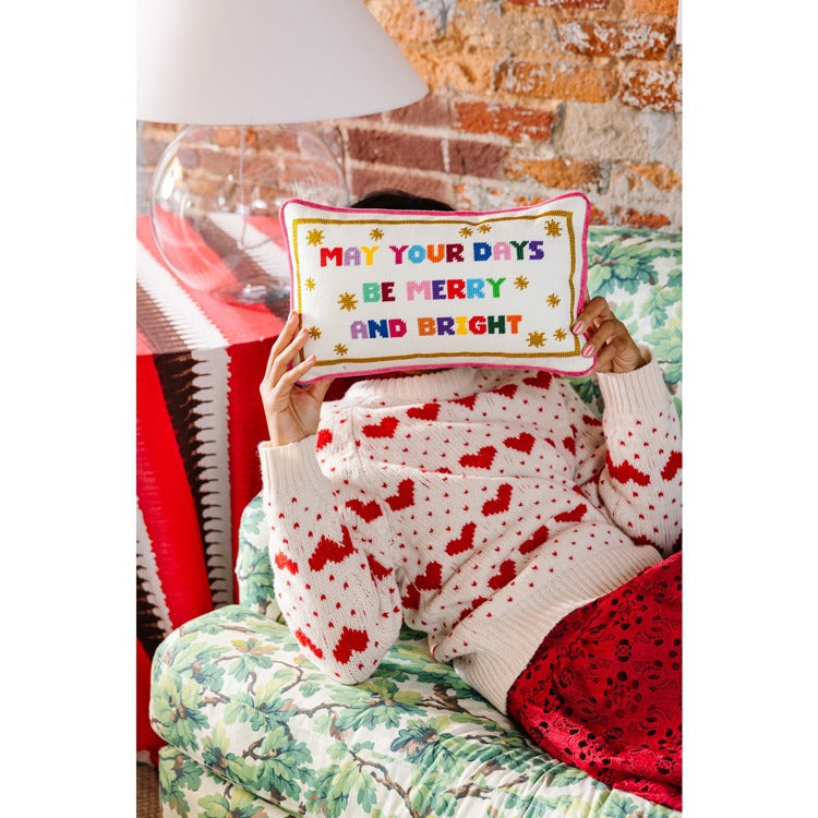 Merry & Bright Needlepoint Pillow