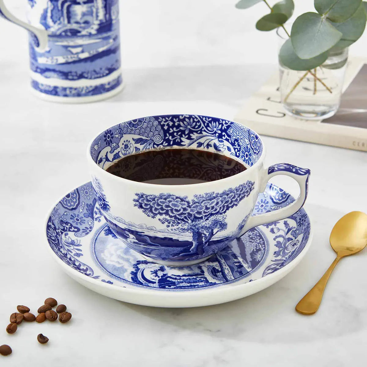 Blue Italian Tea Cup and Saucer