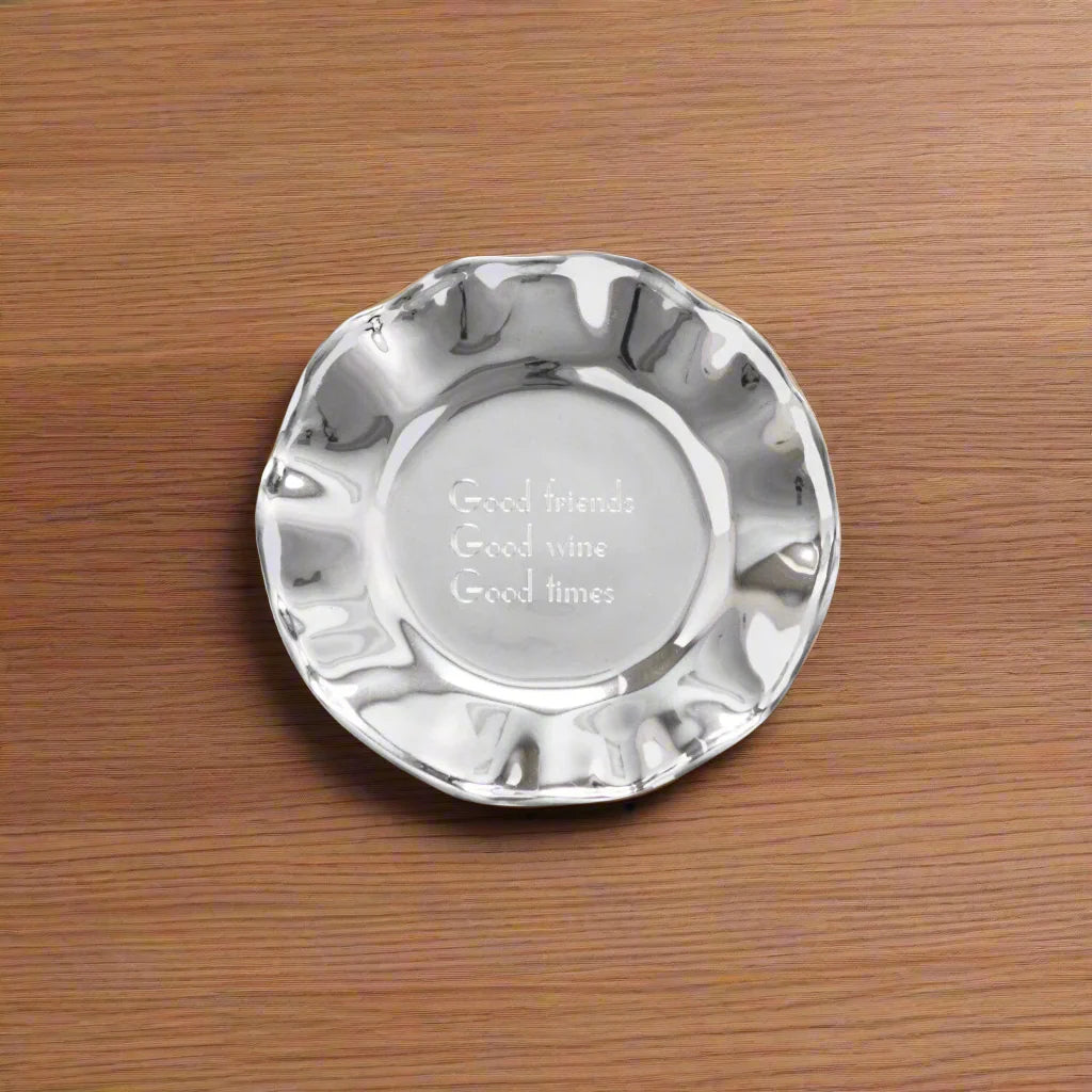 Giftables Vento Wine Plate "Good friends, Good wine, Good times"