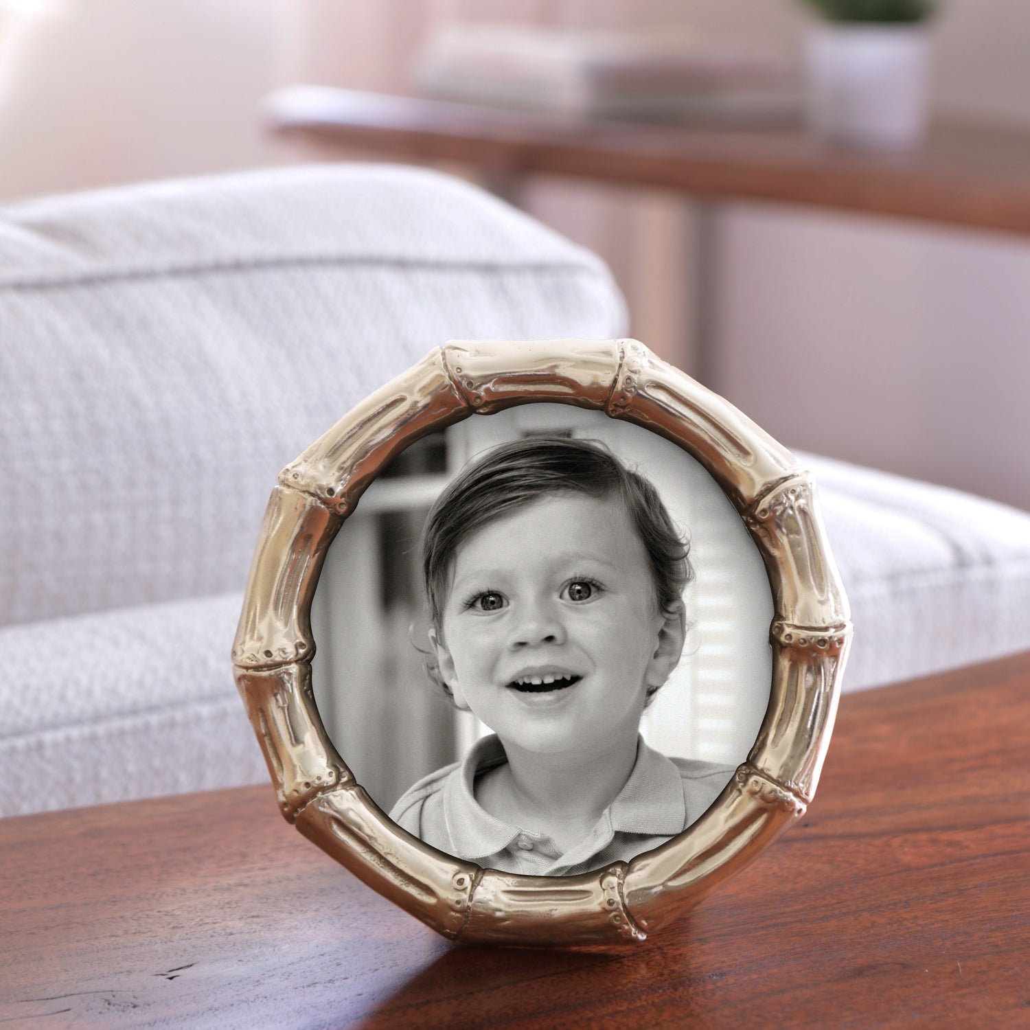 GIFTABLES Sierra Modern Bamboo 5 x 5 Round Frame