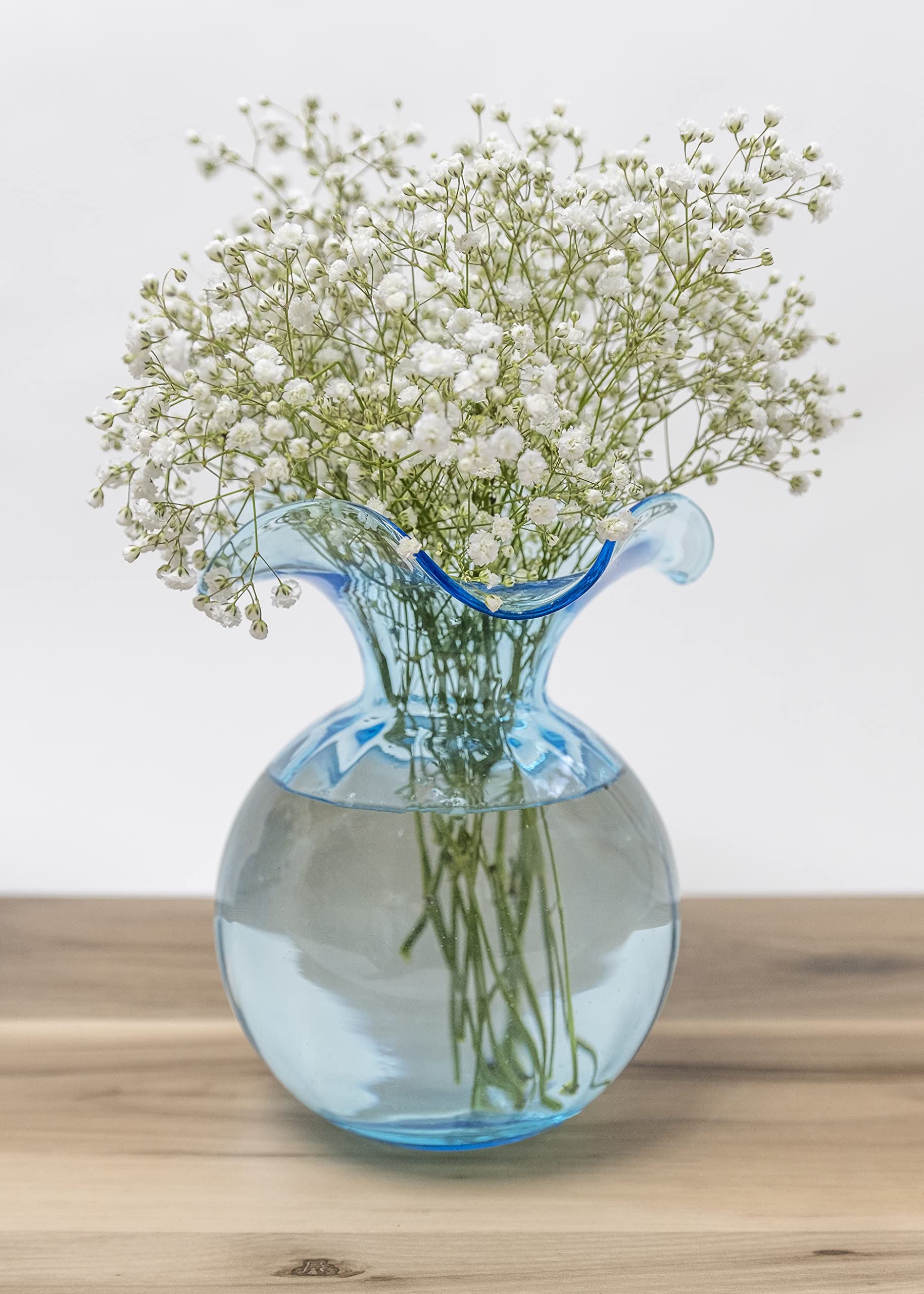 Hibiscus Glass Aqua Medium Fluted Vase