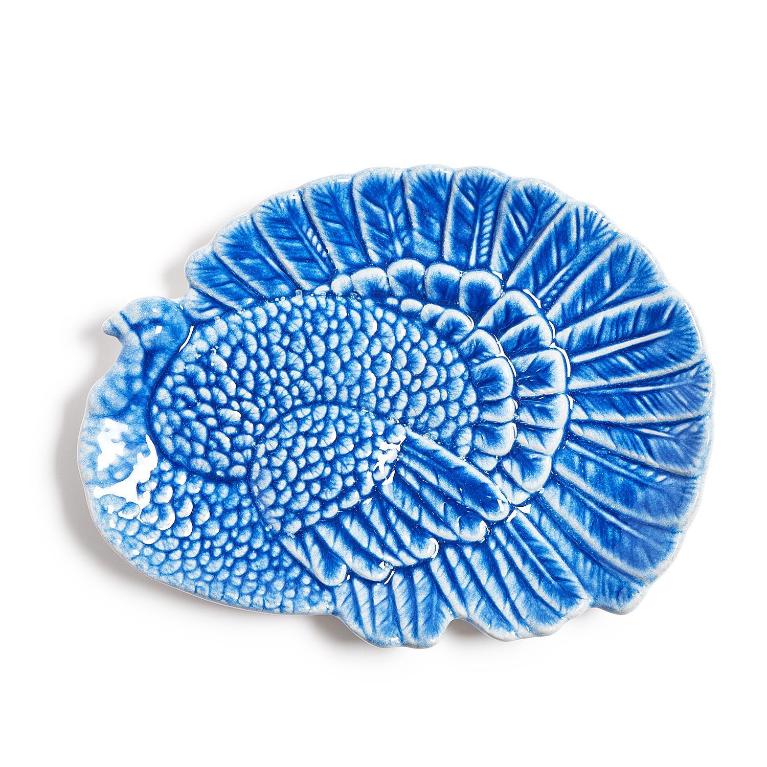 Blue Reactive Glaze Turkey Platter