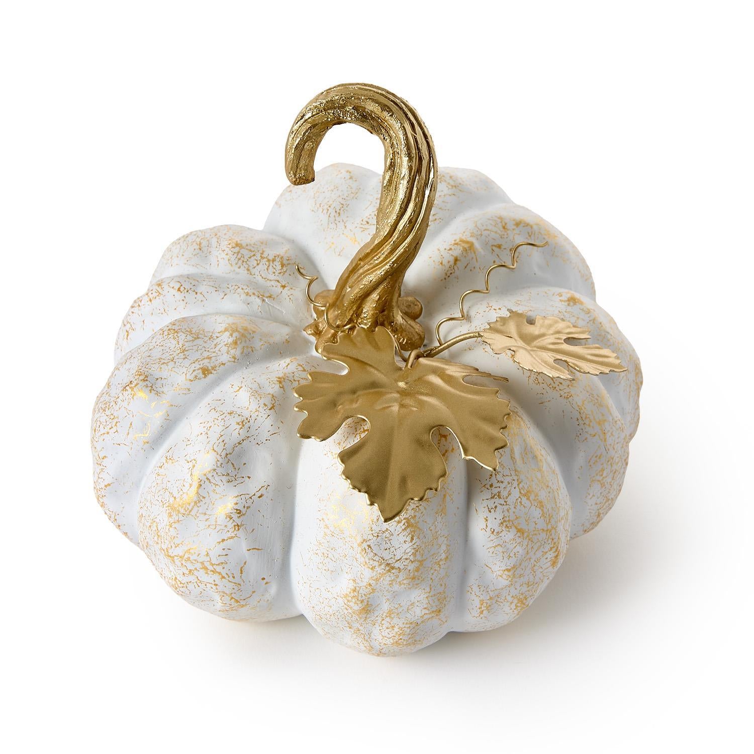 Pumpkin with Golden Leaf Accent