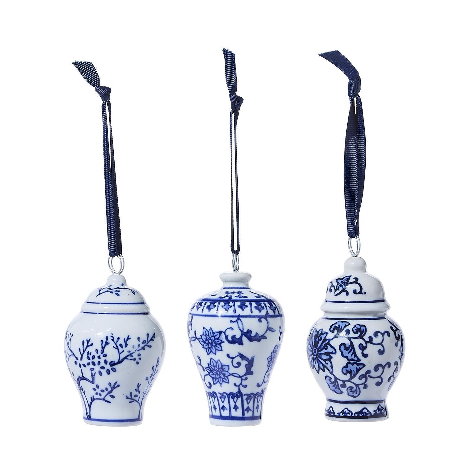 Blue and White Chinoiserie Jar Ornament