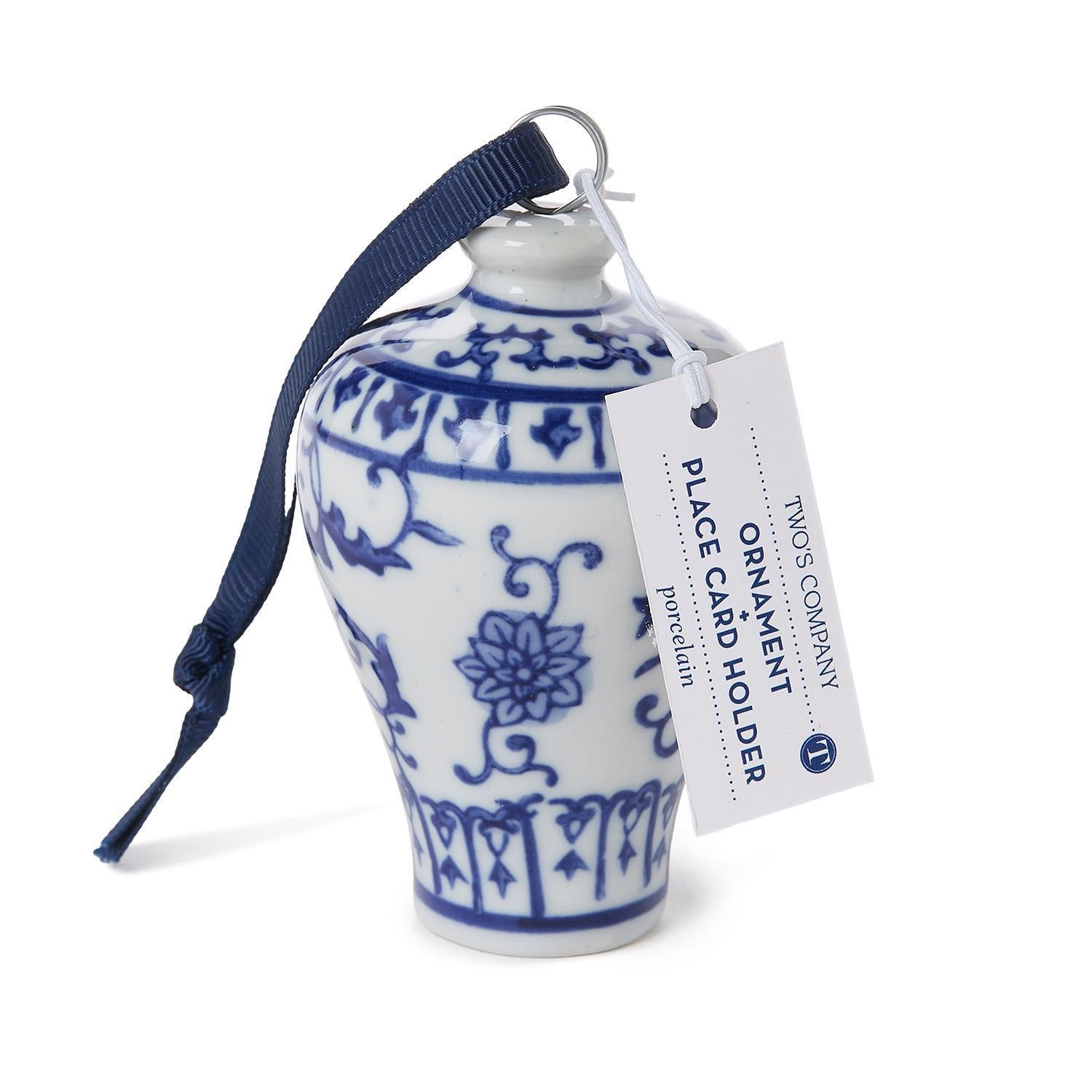 Blue and White Chinoiserie Jar Ornament