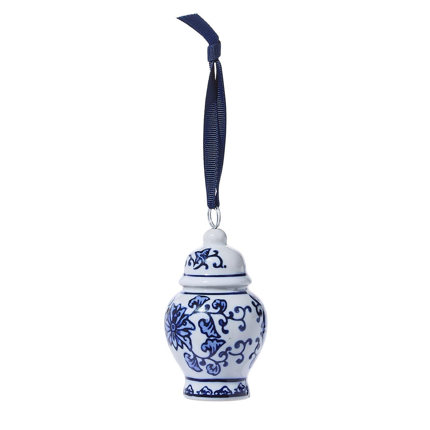 Blue and White Chinoiserie Jar Ornament
