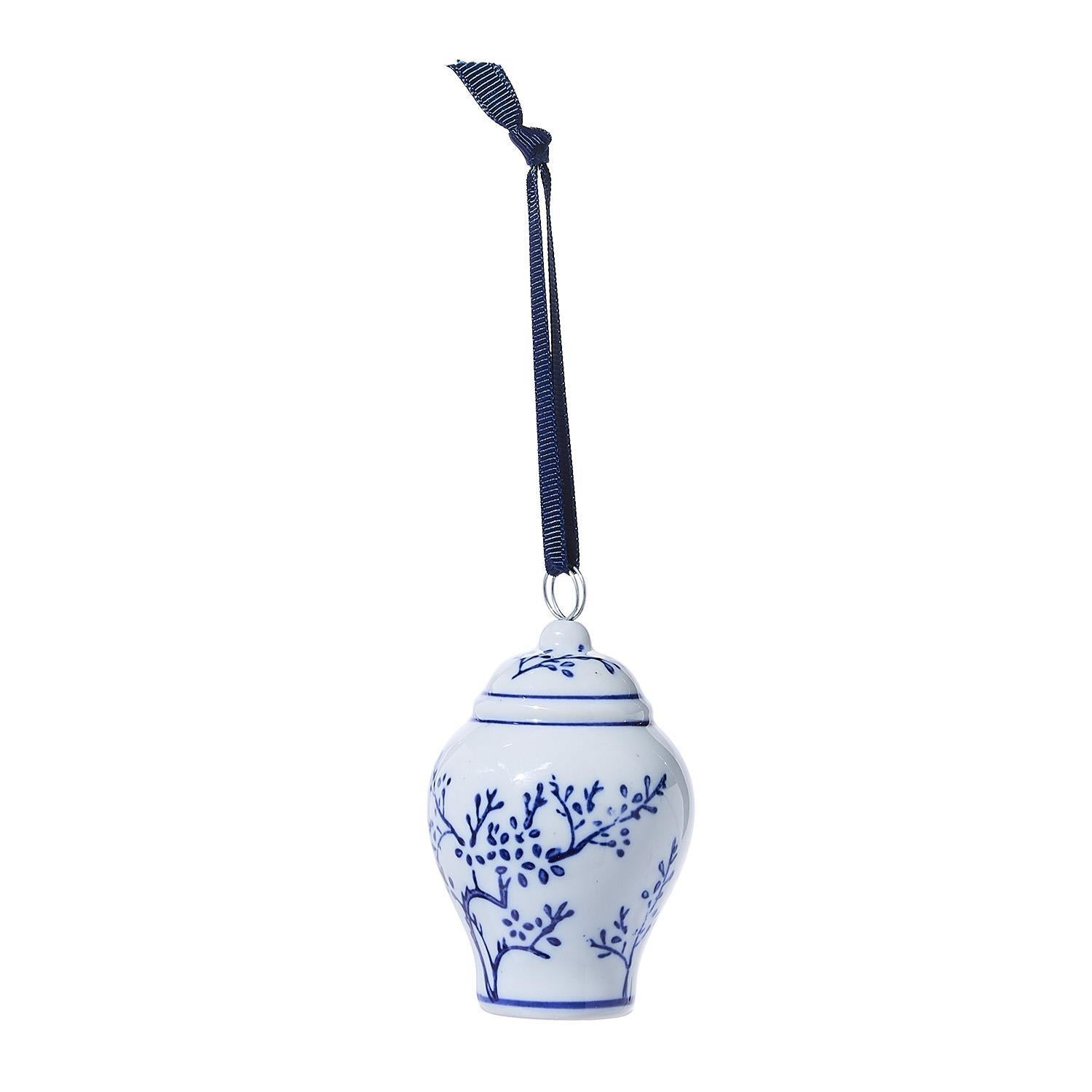 Blue and White Chinoiserie Jar Ornament