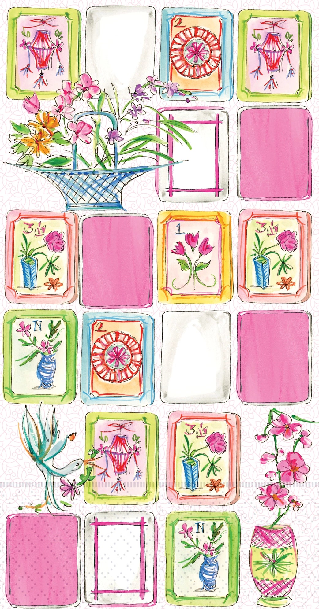 Pink Mahjong Paper Guest Towels