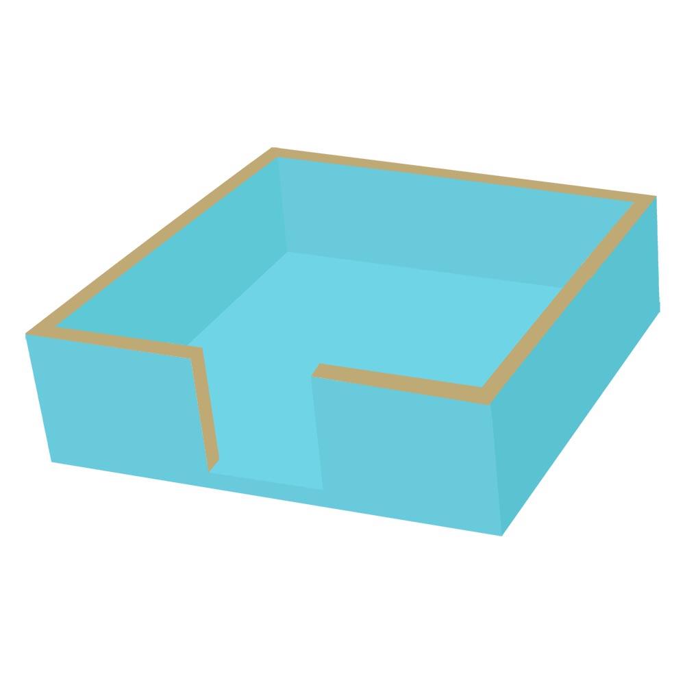 Aqua/Gold Wood Cocktail Napkin Holder