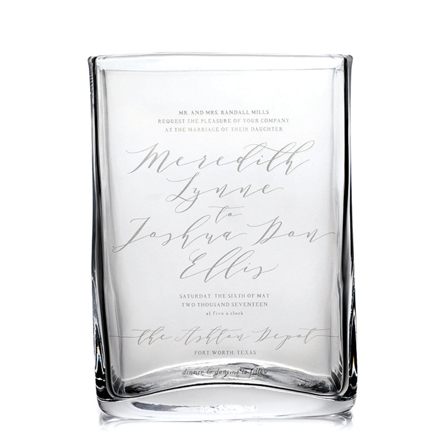 Engraved Weston Vase with Wedding Invitation - Large