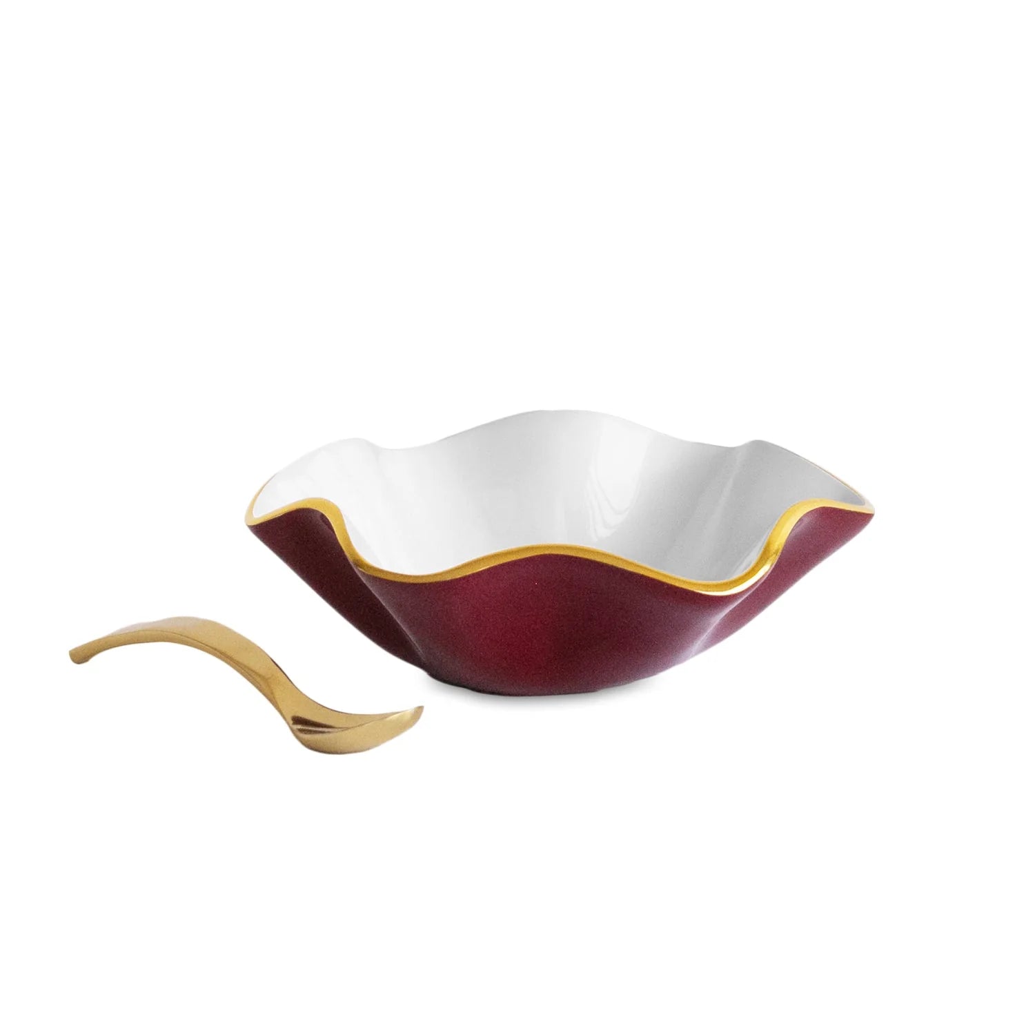 ENCANTO Carola Small Round Bowl w/spoon (Bordeaux and White)