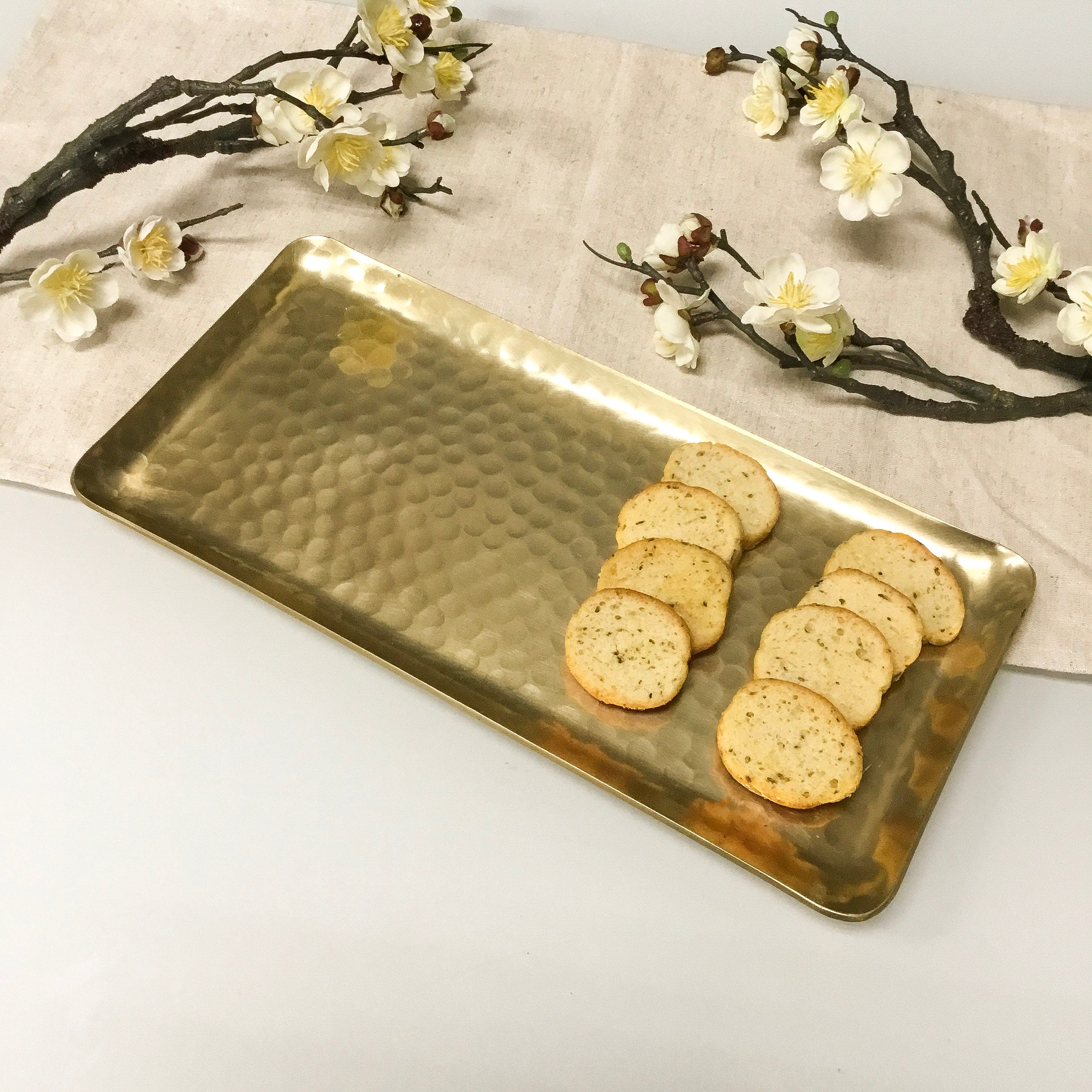 Gilded Rectangular Hammered Plate