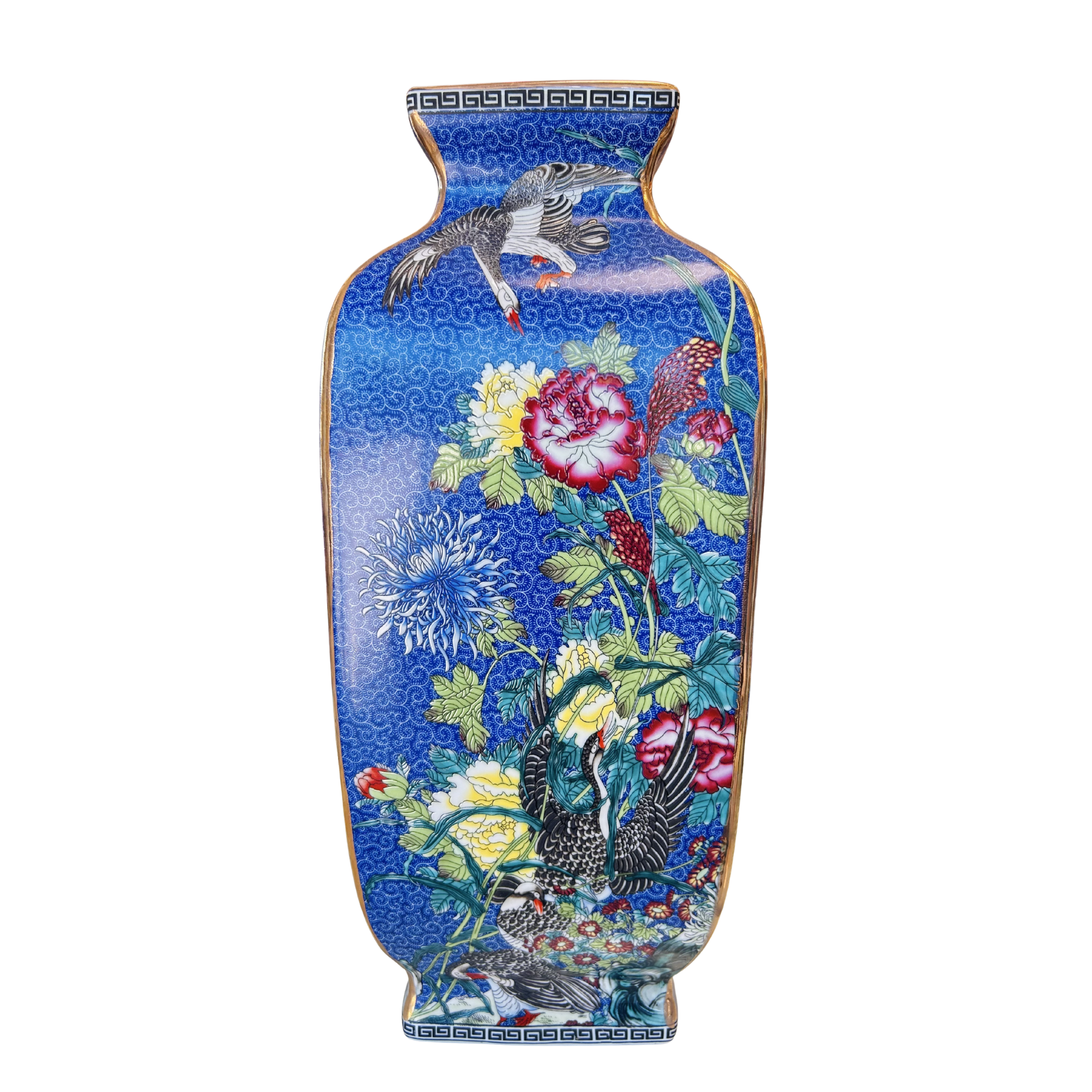 Blue Cloisonne Vase, 13.5"