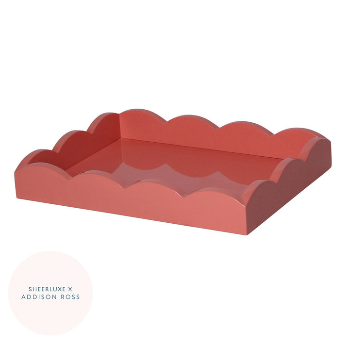 Small Rectangular Coral Pink Scalloped Tray