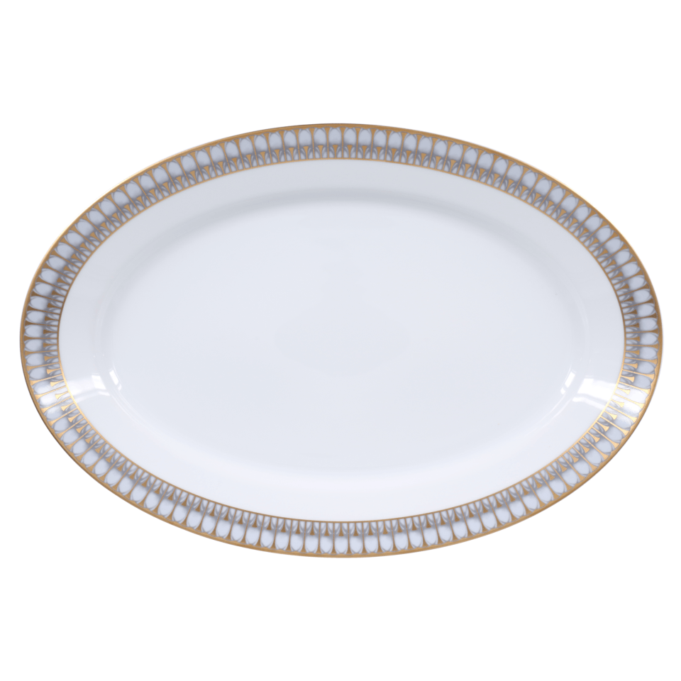 Arcades Grey and Gold Oval Platter