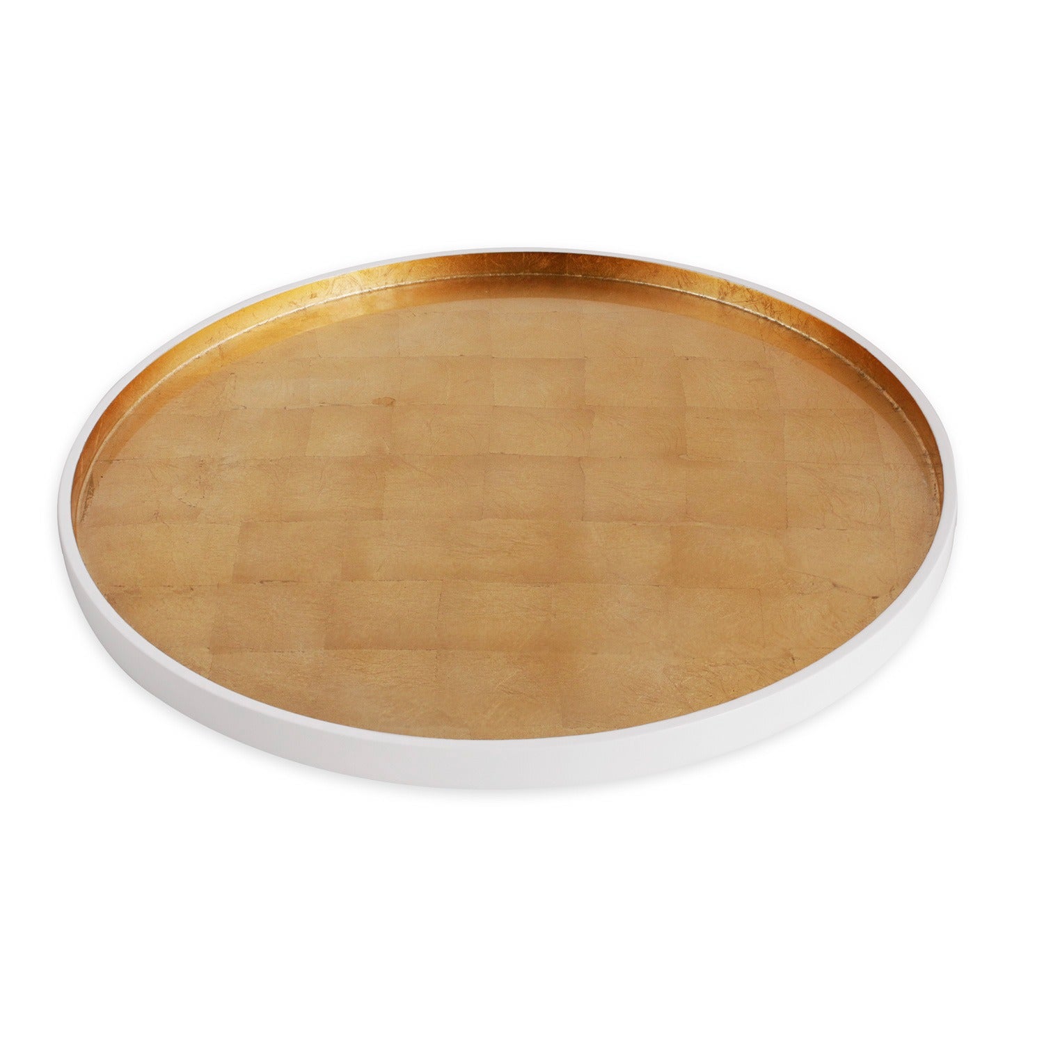 INDOCHINE Round Lacquered Tray (White and Gold)