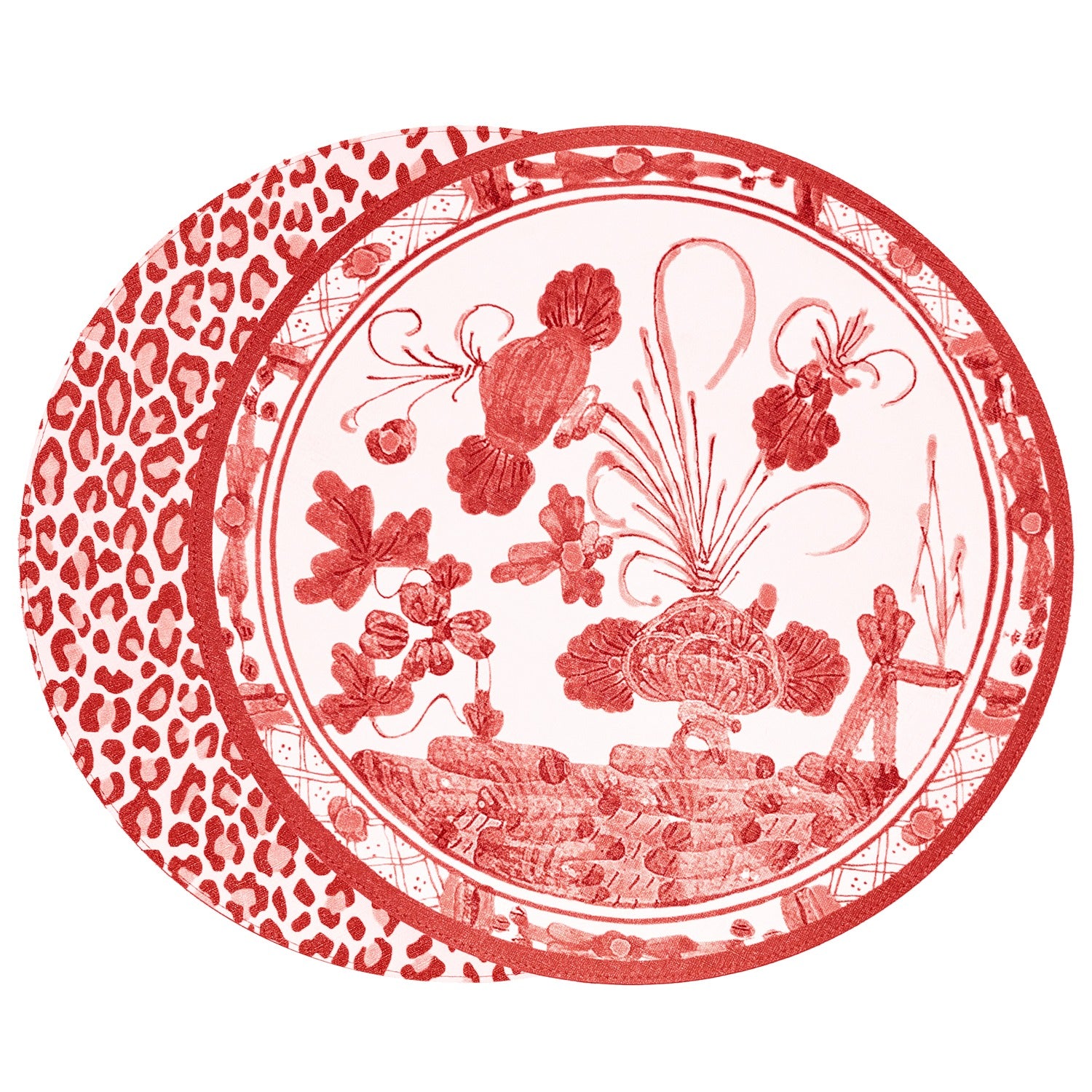 VIDA Faenza and Cheetah Reversible Round Placemats | Set of 4