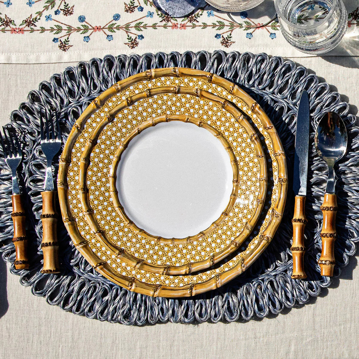 Bamboo Caning Melamine Dinner Plate