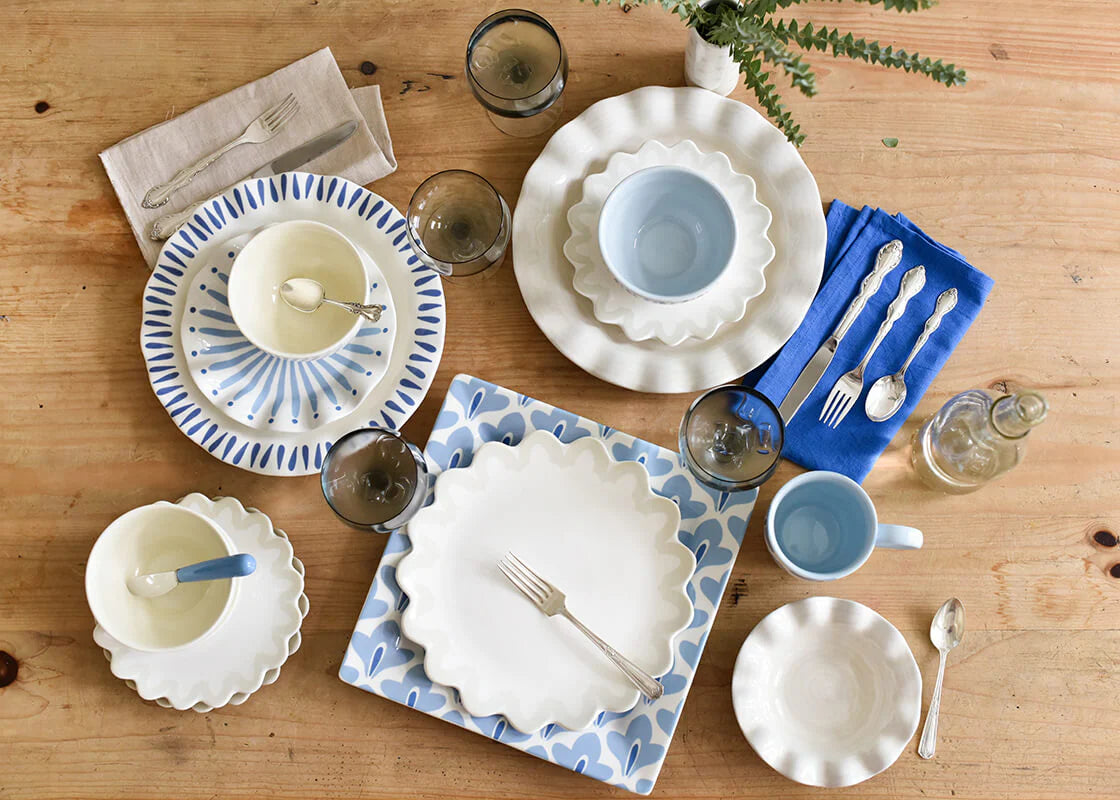 Iris Blue Burst Ruffle Salad Plate