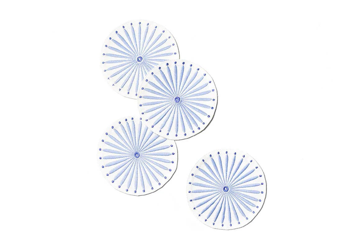 IRIS BLUE BURST ROUND COCKTAIL NAPKIN, SET OF 4