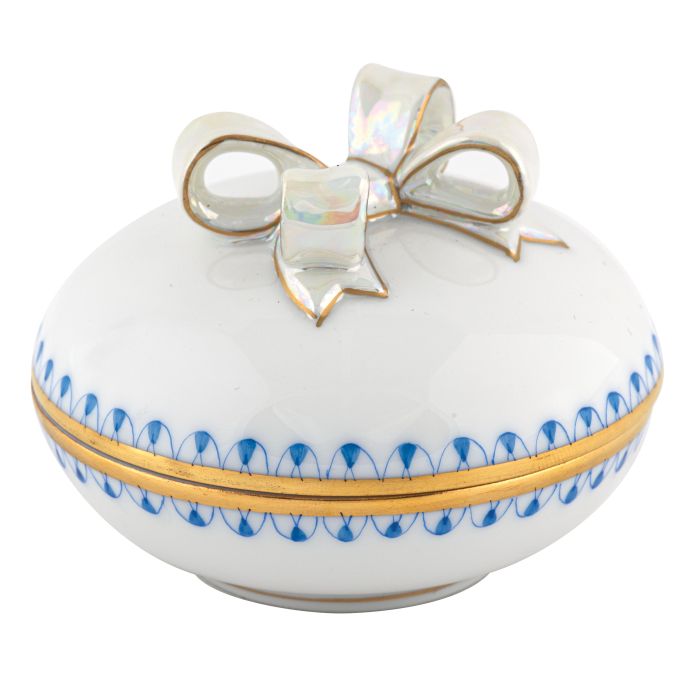 Round Box with Bow - Blue