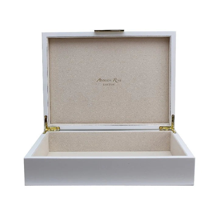 White Lacquer Box With Gold