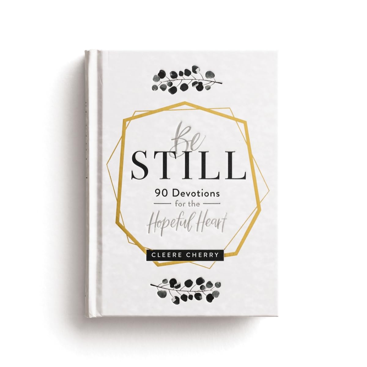 Book titled 'Be Still: 90 Devotions for the Hopeful Heart' by Cleere Cherry on a white background