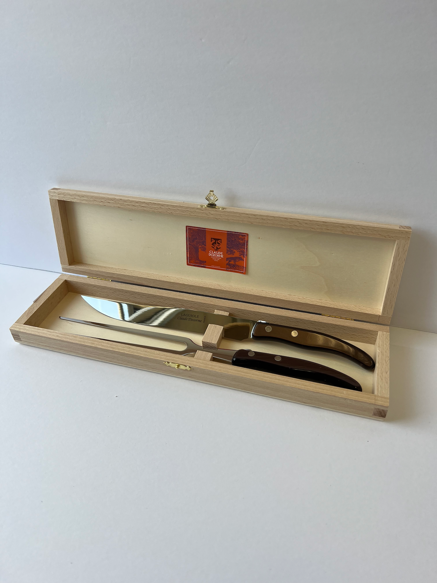Berlingot Box of 2 Carving Set | Brown Handle