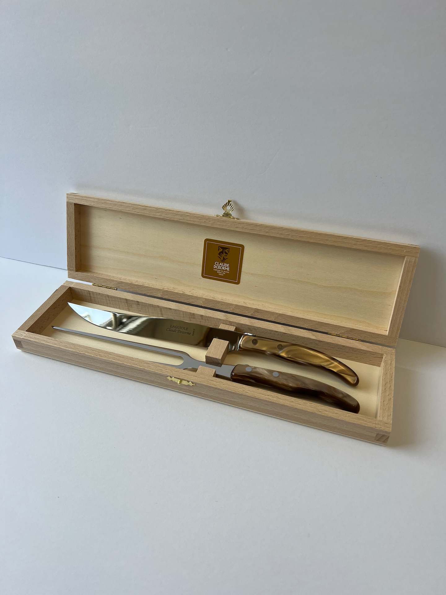 Berlingot Box of 2 Carving Set | Cappuccino Handle