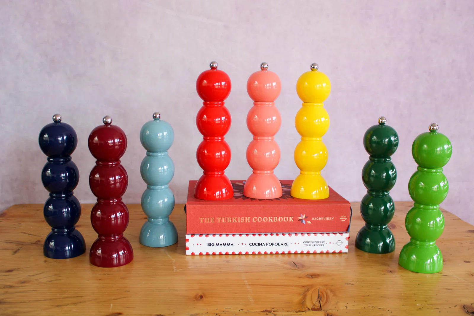 Coral Pink Bobbin Salt or Pepper Mill