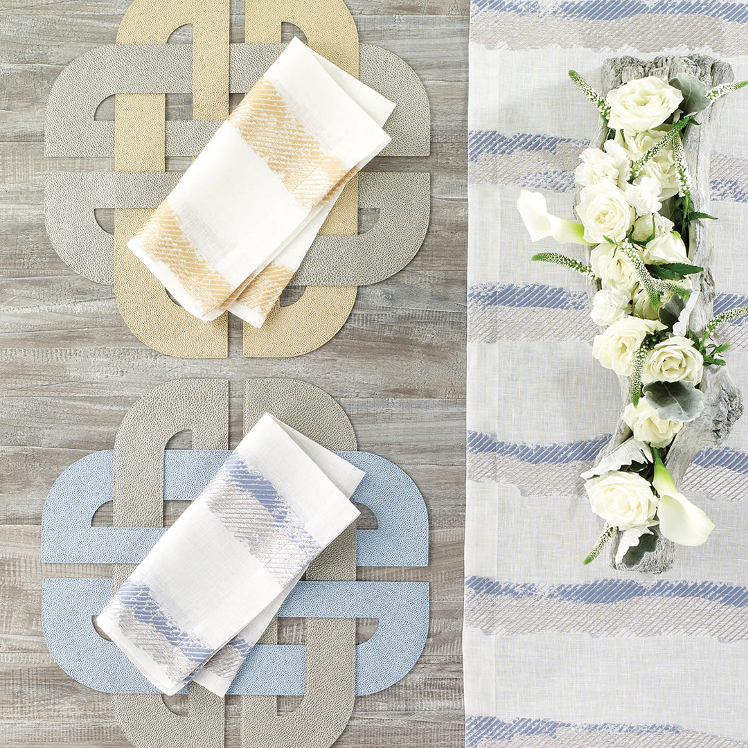 Galway 16" Knotted Vinyl Placemats | Set of 4 - Black/Oyster