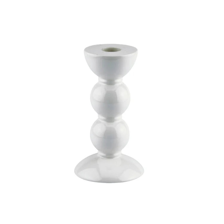 Medium White Bobbin Candlestick