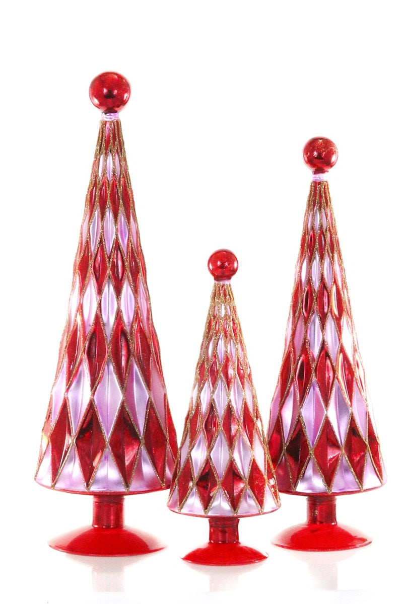 Red and Lilac Mid-Century Diamond Tree