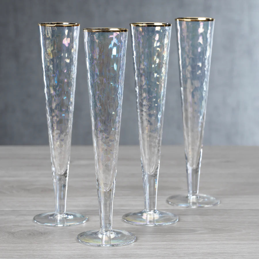 Aperitivo Slim Champagne Flute - Luster with Gold Rim”