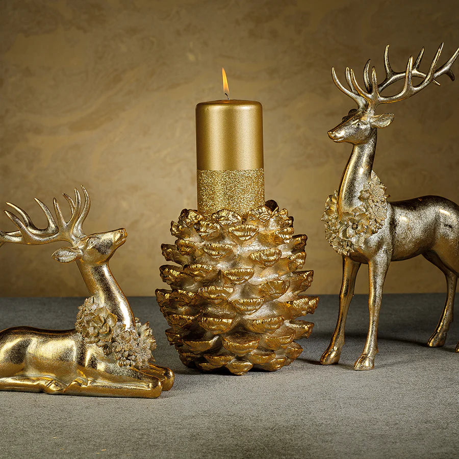 Golden Pine Cone Pillar Holder