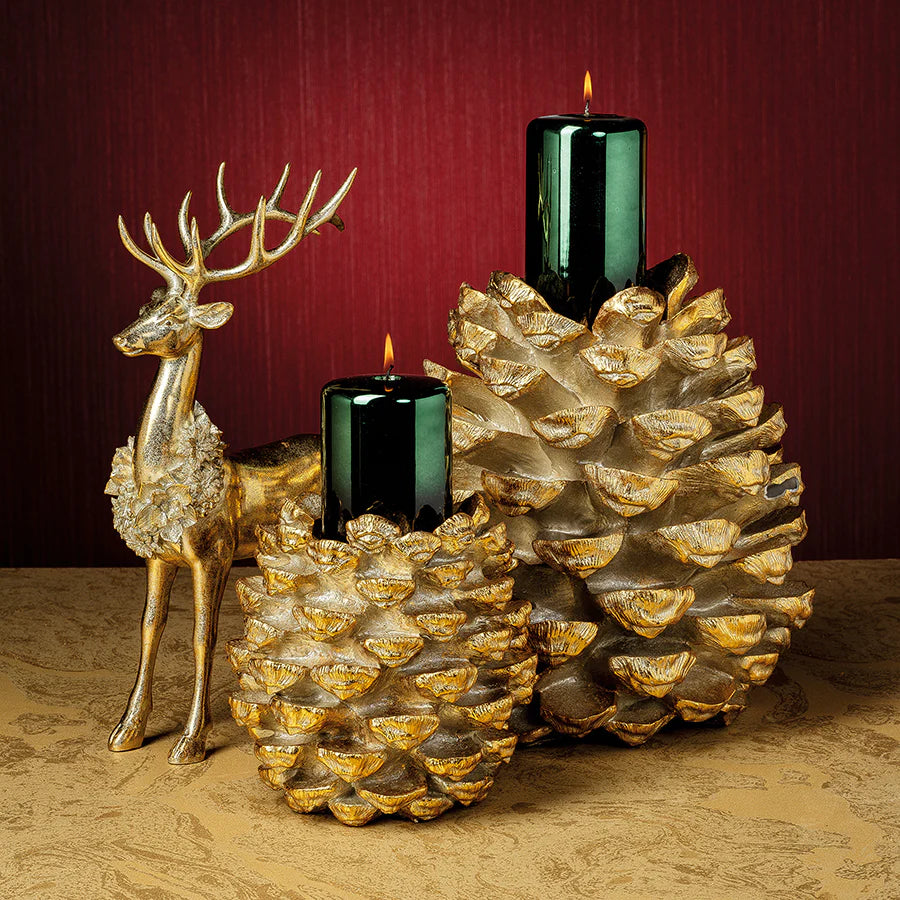 Golden Pine Cone Pillar Holder