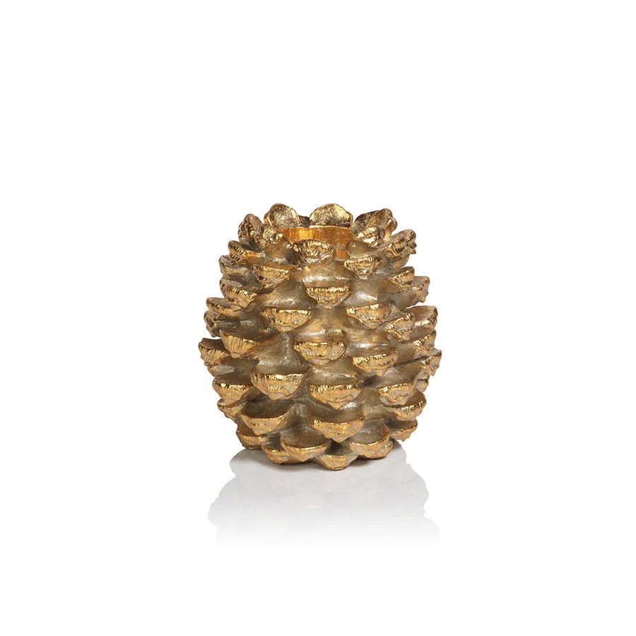 Golden Pine Cone Pillar Holder
