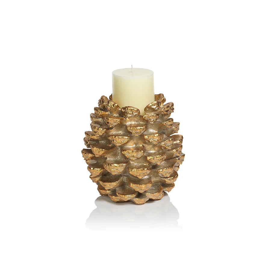 Golden Pine Cone Pillar Holder