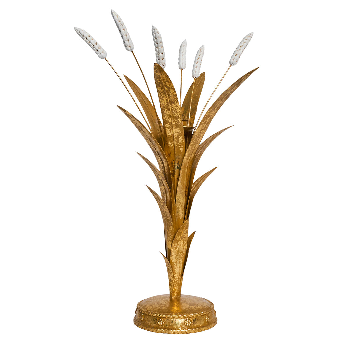 Forest Walk Wheat 13" Candlestick - Gold