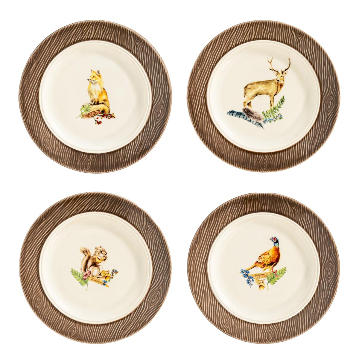 Forest Walk Animal Cocktail Plates Set of 4