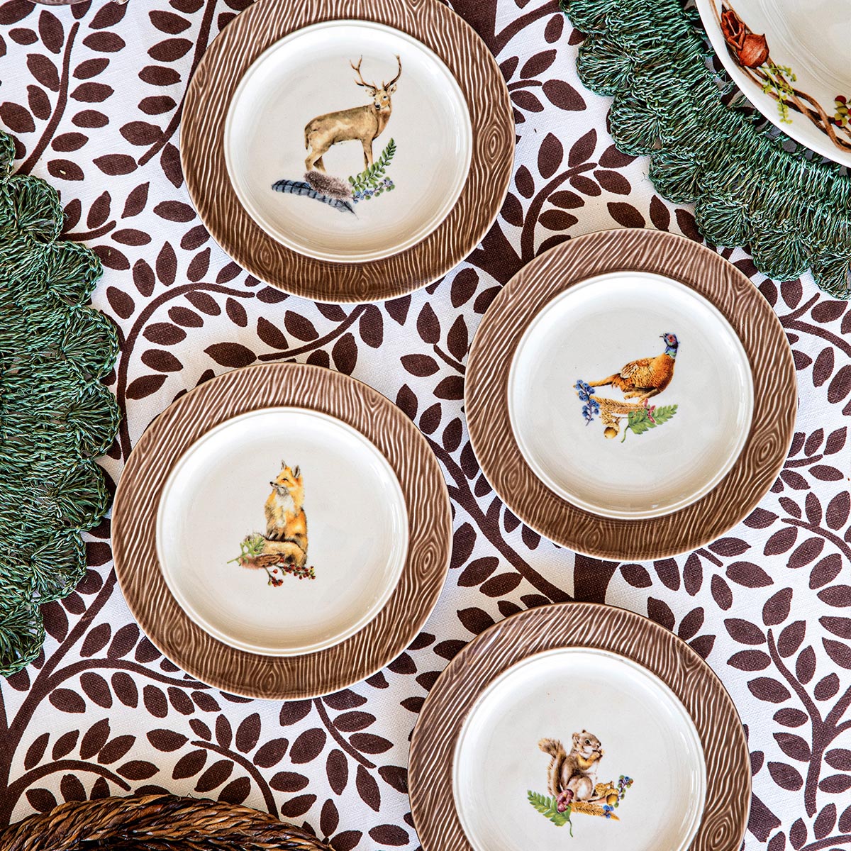 Forest Walk Animal Cocktail Plates Set of 4