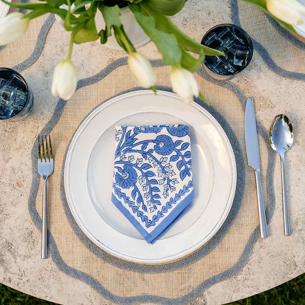 Cactus Flower Blue Napkin | Set of 4