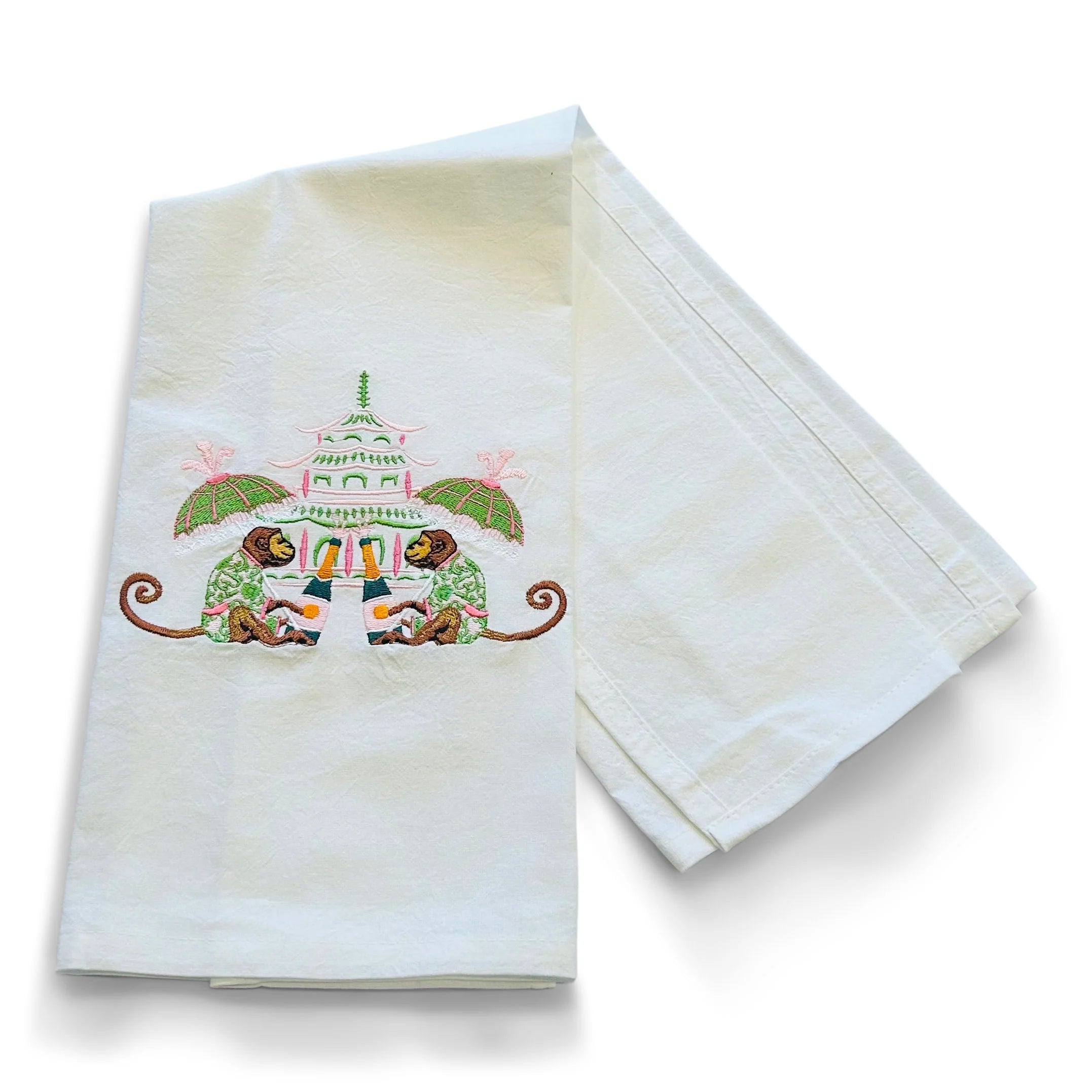 Chinoiserie Monkeys Tea Towel