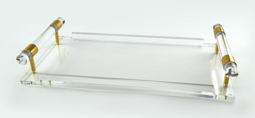 Clear Lucite Tray with Handles