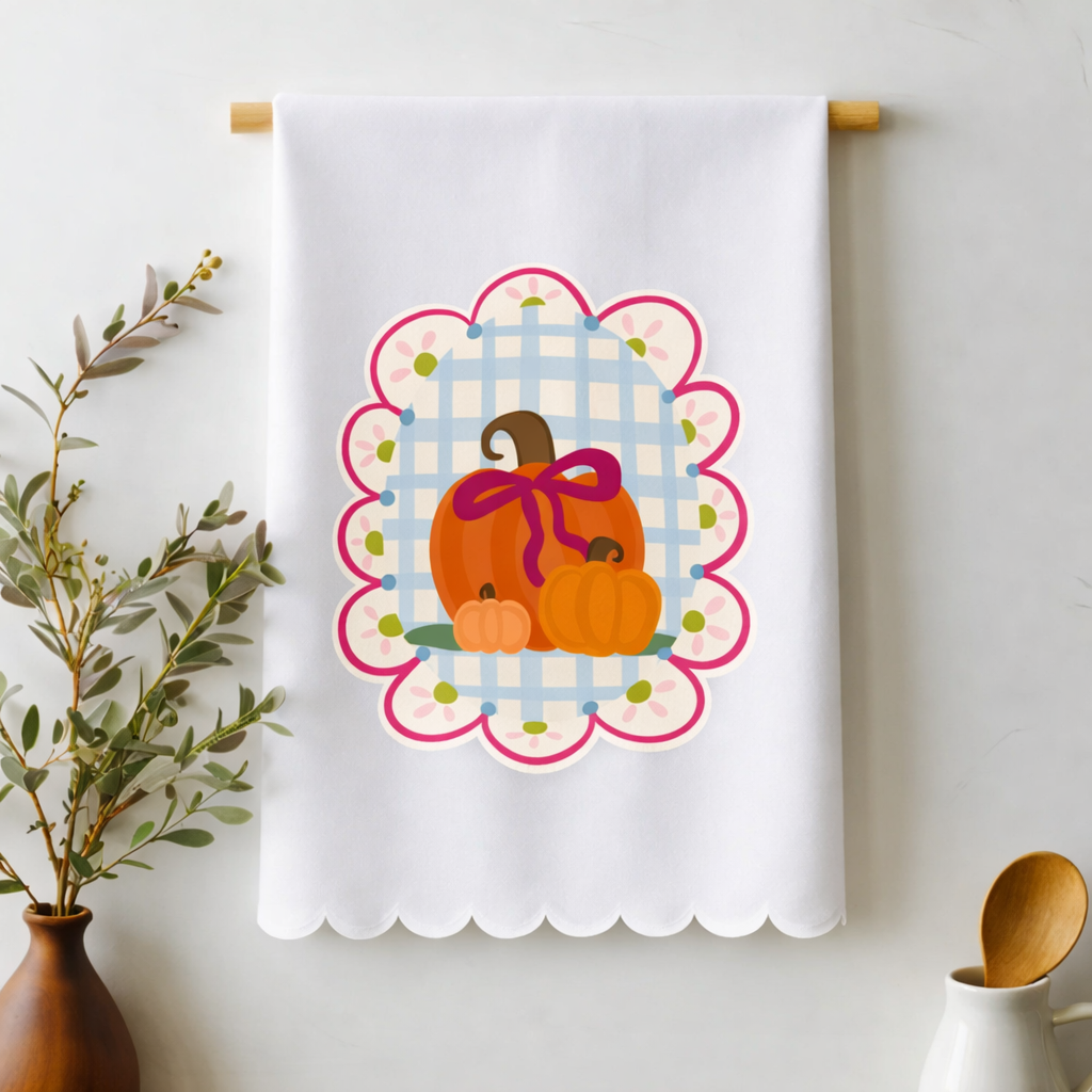 Pumpkin Scalloped Tea Towel