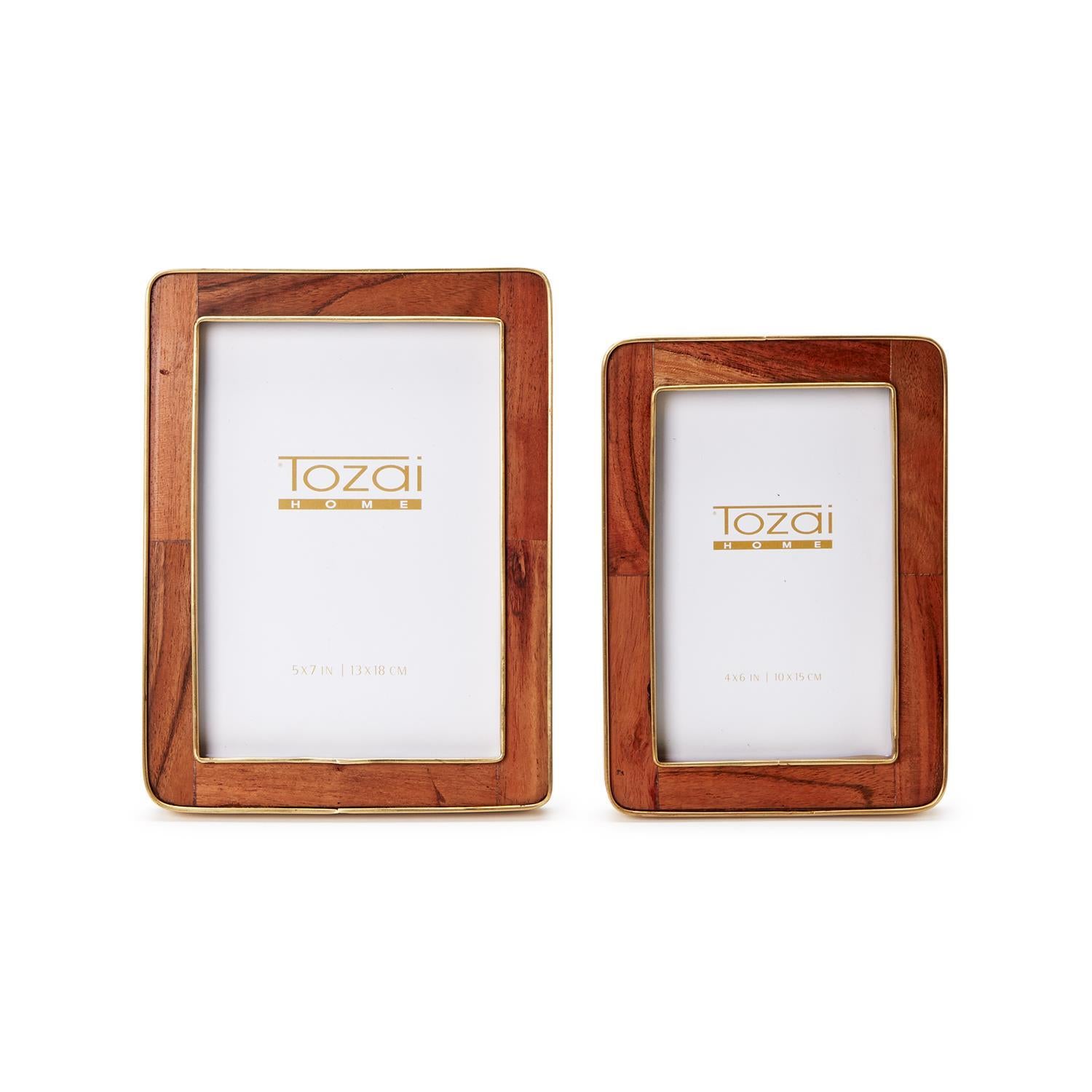 Wood with Rounded Edge with Brass Photo Frame