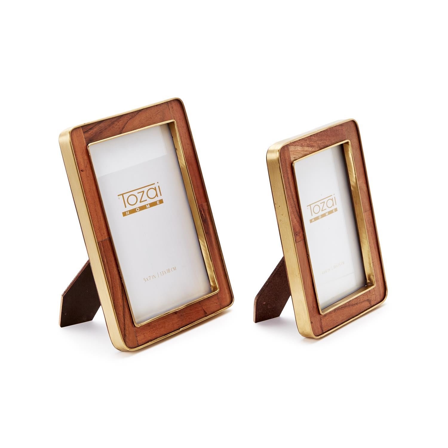 Wood with Rounded Edge with Brass Photo Frame